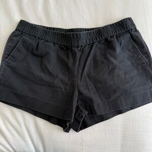 J. Crew Black Elastic Waist Pull On Cotton Shorts Women's Size 10 Casual Comfort